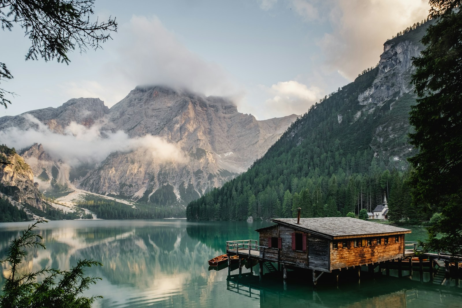 Mountains reflected in a still lake